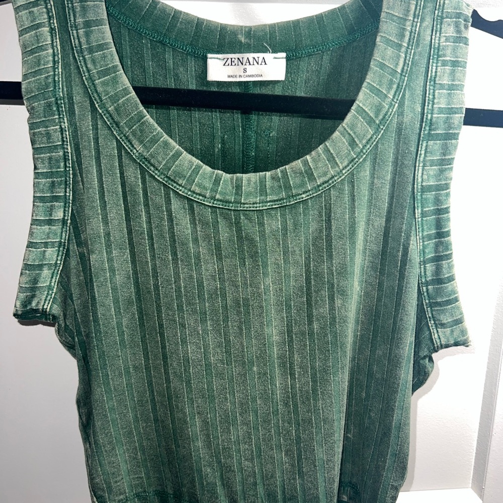 Zenana Outfitters Forest Green Ribbed Tank Top
